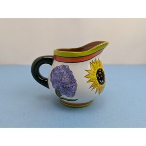 Blue Ridge Designs Pottery Creamer Sunflower Lilac Multicolor Ceramic